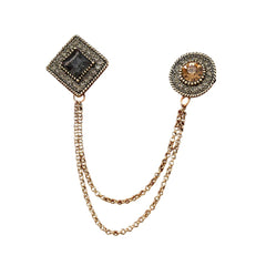 SYGA Men's & Women Suit Shirt Stud Lapel Pin Chain Tassel Brooch Pin with Crystal Chain(Black Diamond)