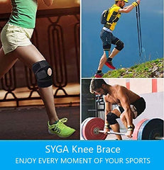 SYGA Adjustable Knee Cap Support Knee Brace Compression Sleeve Breathable Knee Pad For Men & Women- Arthritis Pain, Tendinitis Pain, ACl, Athletic Injury, Sports, Running, and Protection-Free Size