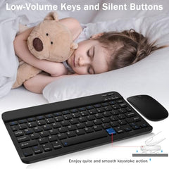 GOGARA Bluetooth Keyboard and Mouse Combo, Qwert Layout, Light Blue Universal Ultra-Slim, Wireless, Android Windows iPad iPhone Samsung Tablet, Portable Compact