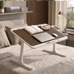 StarAndDaisy T9 Foldable Bed Table for Laptop & Study, 4-Level Adjustable Angled Tabletop, Large Desktop Surface with Anti-Slip Stopper, Tablet & Phone Slot, Storage Drawer, Stable Legs, PP & TPE