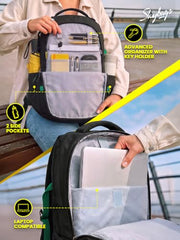 Skybags Quantum 34L Laptop Backpack, 3 Compartments, Grey | Spacious, Organized Interiors, Front & Side Pockets, Rain Cover, College/ Travel/ Office Bag, Unisex, 1-Year Global Warranty