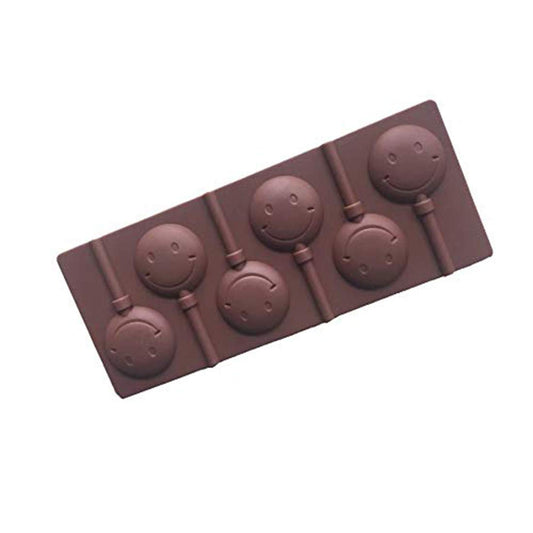 SYGA 6-Cavity Lolipop shap Chocolate Silicon Mould Candy Mould_SmileFaces