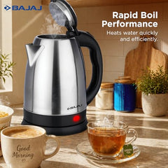 Bajaj KTX 1.8 Litre DLX Electric Kettle | 1350 Watts Kettle with Stainless Steel Body | Cordless Operation | Auto Shut-off Mechanism | 2-Yr Warranty 【Black】