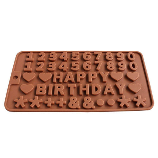 SYGA Small Silicone Happy Birthday & Numbers Shape Chocolate Jelly Candy Mold, Cake Baking Mold, Bakeware Mould