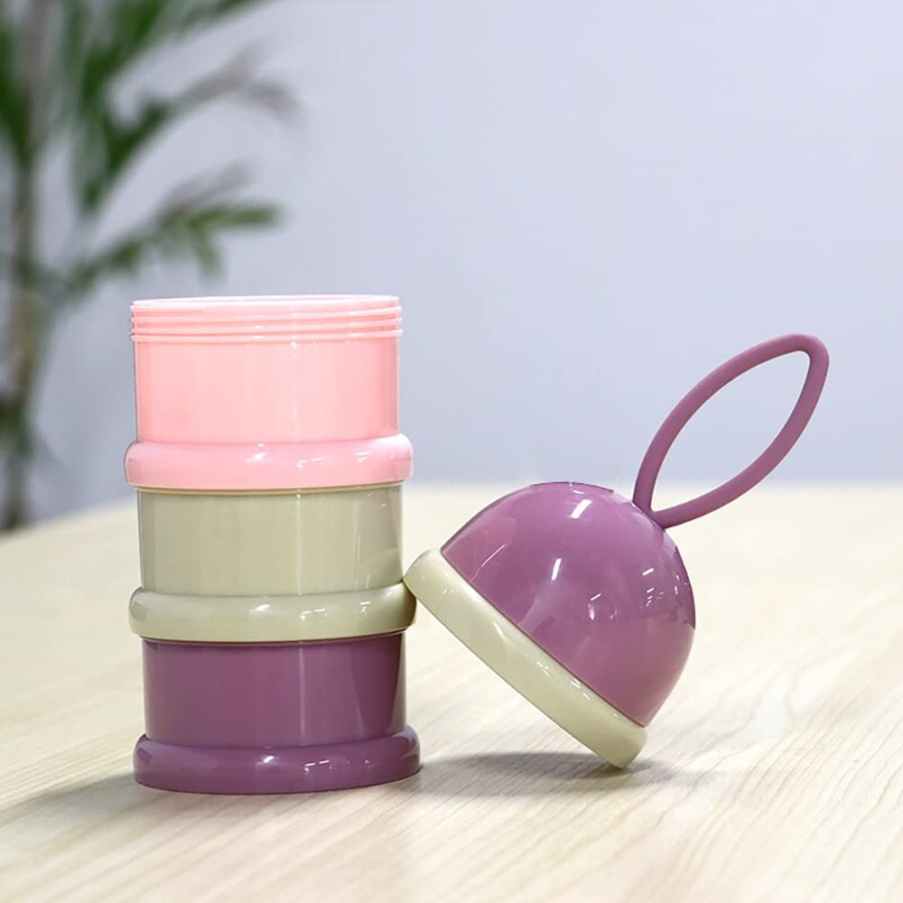 SYGA 3 Layer Cute Bear Portable Baby Food Milk Powder Storage Box Bottle Container_Purple (Design May Very)