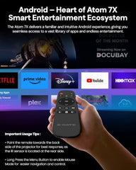 E GATE Atom 3X Projector 4k Ultra HD, Automatic Keystone & Precise Focus, 1080p Native | Rotatable Design | Android 14, Netflix Prime 11,000 Lumens, HDMI-ARC WiFi-6 BT, for Home use Egate