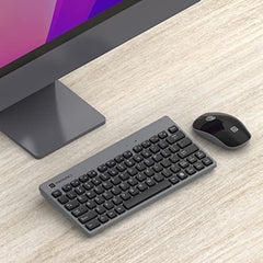 Portronics Key2 Combo Wireless Keyboard and Mouse Set,with 2.4 GHz USB Receiver,Silent Keystrokes,1200 DPI Optical Tracking,Compact Design,Multimedia Keys for PC,Laptop & USB Supported Devices(Grey)