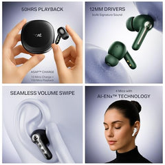 boAt Airdopes Prime 511, Volume Swipe Control, 50hrs Battery, 4Mics ENx, Multipoint Connection, App Support, Bluetooth Earbuds, TWS Ear Buds Wireless Earphones with mic (Active Black)