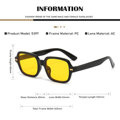 SYGA Men And Women Sun protection Retro Small Square Frame Sunglasses (Black frame black and gray film)