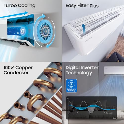 Samsung 1.5 Ton 3 Star Windfree AI Inverter Smart Split AC (WiFi, Energy Saving, Voice Control, Powerful Cooling, Copper, Digital Inverter, 4 Way swing, Convertible, BESPOKE AI AR60F19D1XWNNA)