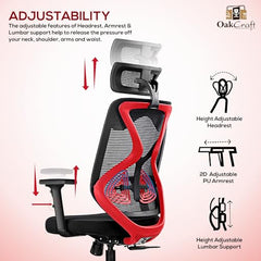 Oakcraft Hurricane Premium Ergonomic Office Chair | Dynamic 2D Lumbar Support | High-Back Executive Chair for Office, Home & Workstation