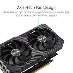 ASUS Dual NVIDIA Geforce RTX 3050 6GB OC Edition Gaming Graphics Card-pci_e_x16 4.0, 6GB GDDR6 Memory, HDMI 2.1, Displayport 1.4A, 2-Slot Design, Axial-Tech Fan Design, 0Db Technology, Steel Bracket