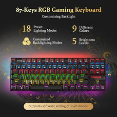 Redragon Kumara K552-RGB LED Backlit USB Mechanical Gaming Keyboard Without Numlock Keys, Black