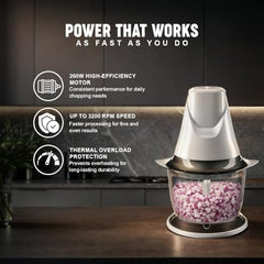 Sujata Chopcraft Electric Chopper 900ml, Vegetable Chopper for Kitchen | Dual Speed | 3200 RPM High Speed Motor | Stainless Steel Blades | Chop, Mince, Whip & Blend | Black