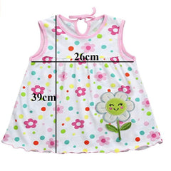 MOMISY Baby Girl Sleeveless Summer Frock A-Line Flower and Dot Design- White with Pink Border, 09 Months to 18 Months, Pack of 1