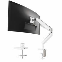 ETHU Heavy Duty Monitor Arm, Gas Spring Monitor Stand for 17-45 Inch Screens up to 17 kg, Adjustable Monitor Mount with C-Clamp & Grommet Base, Ergonomic Computer Monitor Mount (Single White)