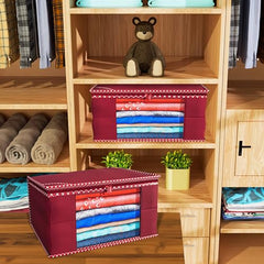 Kuber Industries Clothes Organizer For Wardrobe (Pack of 3 Each) 2-in-1 Combo Storage Organizer For Saree and Blouse - Dress Organizer For Wardrobe - Saree Covers With Zip (Maroon)