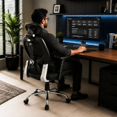 Oakcraft Matrix High-Back Ergonomic Mesh Office Chair with Height Adjustable Handrests & Tilt-Lock Mechanism — Breathable Mesh Back, 360° Swivel & Smooth Casters