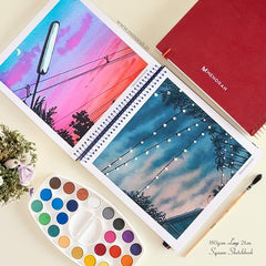 MENORAH - Artist Square Sketch Book - 180 GSM - Square Drawing Book - (100 Pages/50 Sheets) - Hard Metal Spiral Bound - (15.0 cm x 15.0 cm) - Pink