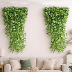 Go Hooked Artificial Hanging Creeper for Home Décor (Pack of 8, 6 Ft) | Money Plant Leaf Garland with 30 Leaves Each | Plastic Decorative Creeper for Balcony, Walls, Garden Decoration