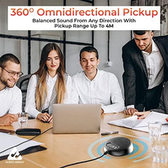 Audio Array Wireless Conference Microphone with Speaker | Bluetooth, USB & 4 Mics | 360° Pickup Upto 4M | Noise Reduction & Enhanced Voice | Portable Speakerphone for Video Calls/Zoom Meeting | AM-W45