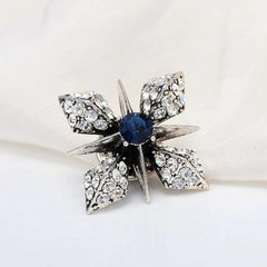 SYGA Men's Collar Pin, Cross Design, Silver Tone with Crystals, Blue
