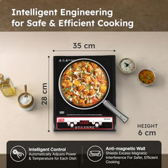 Prestige Xpress 1200W Induction Cooktop with Ceramic Plates, Black