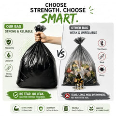 Crystal Pouch Garbage Bags Dustbin Bags and Plastic Covers For Home Malls Parks Hospitals Hotels | Medium Size | Black | 19 X 21 Inch | 6 Packs Of 30 pcs | Total 180 pcs