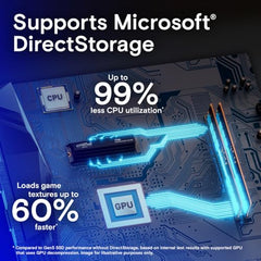 Crucial T700 1TB Gen5 NVMe M.2 SSD with heatsink - Up to 11,700 MB/s - DirectStorage Enabled - CT1000T700SSD5 - Gaming, Photography, Video Editing & Design - Internal Solid State Drive