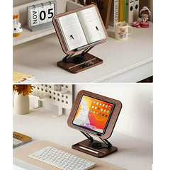 Sunchhaya Acrylic Book Stand for Reading – Clear Adjustable Book Holder with 360° Rotating Base, Foldable Reading Stand for Desk, Cookbook, Tablet & Laptop Stand, Height & Angle Adjustable (R22H)