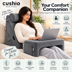 CUSHIO Lap Desk & Wedge Combo for Laptops, Study and Reading (Black)