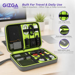 Gizga Essentials Gadget Organizer Case, Portable Zippered Pouch for All Small Gadgets, HDD, Power Bank, USB Cables, Power Adapters, etc (Grey)