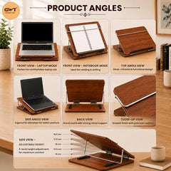 Premium Foldable Laptop Table with Adjustable Angle for Home, Study & Office Use (White, 15x21, Wooden)