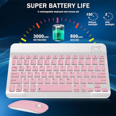 GOGARA Bluetooth Keyboard and Mouse Combo, Qwert Layout, Light Blue Universal Ultra-Slim, Wireless, Android Windows iPad iPhone Samsung Tablet, Portable Compact
