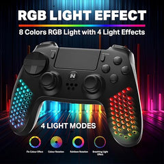 NITHO HEXAGON Wireless Gaming Controller for PS4, PS5 (with PS4 Games Only), PC, Android & iOS, Gamepad Joystick with 6-Axis Motion Sensor | RGB LED Lights | Vibration | Touchpad | Trigger Sets | Built-in Speaker