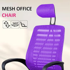 Casa Copenhagen Mesh Mid Back Office/Study/Computer/Revolving/Desk Chair for Work from Home -Metal Base, Height Adjustable Seat - Grey Milange & Black Handle
