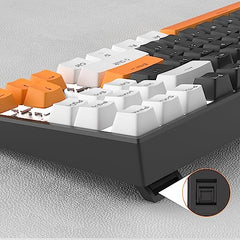 MageGee 75% Mechanical Gaming Keyboard with Brown Switch, LED White Backlit Keyboard, 87 Keys Compact TKL Wired Computer Keyboard for Windows Laptop PC Gamer - Retro Grey/White