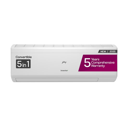 Godrej 2 Ton 3 Star, 5 Years Comprehensive Warranty, AI Powered, 5-In-1 Convertible Cooling, Self Clean Inverter Split AC (Copper, 2025 Model, Heavy Duty Cooling At 52 Â°C, AC 2.0T EI 24I3T WZS, White)