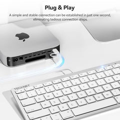 TECKNET Wired Keyboard for MacOS Devices with Dual Interface, Slim Mac Keyboard, Comfortable Ergonomic Typing Angle & Stable Connection for PC/Laptop, Compatible with MacBook, iMac, Mac mini/Pro