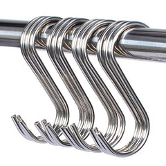 RARE-ZONE Heavy Duty Hooks Stainless Steel S Shaped Hanging Hangers Hooks for Kitchen, Bathroom, Bedroom and Office: Pan, Pot, Coat, Bag, Plants (Height - 3.5 Inch, Thickness - 4 mm) (12)
