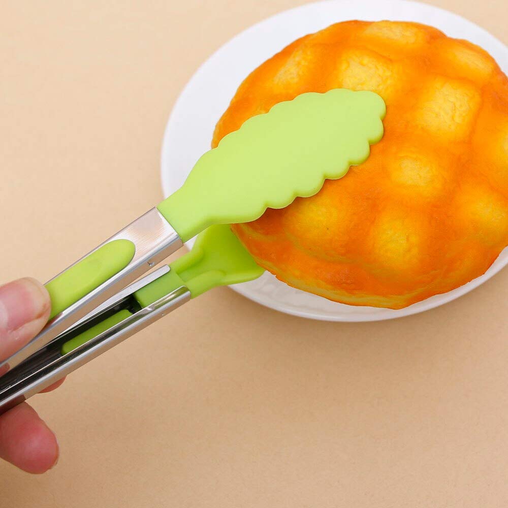 SYGA 1 Piece Silicone Cooking Tong Small,Stainless Steel Material with Heat Resistant Premium Silicone Grip (Random Colour)