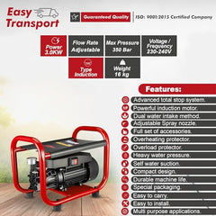 TEXUM CPW 1D Commercial Portable high Pressure Car Washer Machine for Washing car, Bike, Vehicles, 350 Bar Max Pressure and 3.0 KW Motor Power. (Updated Model)