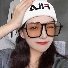 SYGA Retro Big Frame Net Red Glasses Ins Small Red Book Round Face Men's And Women's Sunglasses