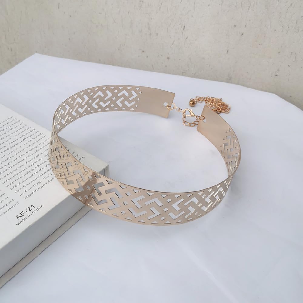 SYGA Waistband Dress Belt with Wide Band and Mirror Finish, for Women, Gold