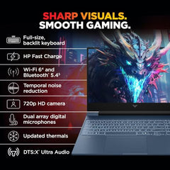 HP Smartchoice Victus, 13th Gen i7-13620H, 6GB RTX 4050, 16GB DDR4(Upgradeable) 512GB SSD, 144Hz, 300nits, 15.6''/39.6cm, Win11, Office24, Mica Silver, 2.3kg, fa2100tx, Xbox Gamepass* Gaming Laptop