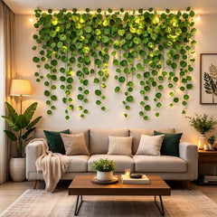 Go Hooked Artificial Hanging Creeper for Home Décor (Pack of 8, 6 Ft) | Money Plant Leaf Garland with 30 Leaves Each | Plastic Decorative Creeper for Balcony, Walls, Garden Decoration