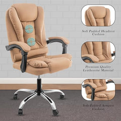 Casa Haus Italia Premium Leatherette Office Chair for Work | Boss Chair, Ergonomic Executive, Luxurious Cushioned Arms & Seat, 2 Point Back Massager, Heavy Duty Metal Base (Burgundy)