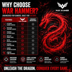 WAR HAMMER GX1050 Extended Size Gaming Mouse Pad| Stitched Edges| Non-Slip Rubber Base|Computer Laptop|Keyboard Mouse Pad for Office & Home (Extended XXL, GX3050 AR120)