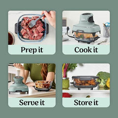Ninja Crispi 1700W CleanCrisp Glass Air Fryer | 1.4L & 3.8L containers, Microwave, Freezer and PFAS Safe, Non-Toxic Glass Portable Cooking System with 2 year Warranty