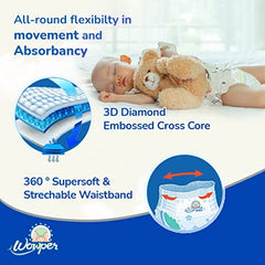 Wowper Easy Pants Baby Diaper | Medium Size Diapers | Diapers with Wetness Indicator | Upto 12 Hrs Absorption | 7-12 Kg | 34 Counts